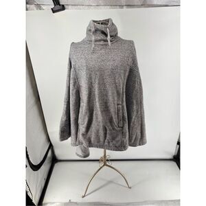 Ugg Women Grey Charlynne Fleece Poncho Sweater Funnnel Neck Pocket Size M/L